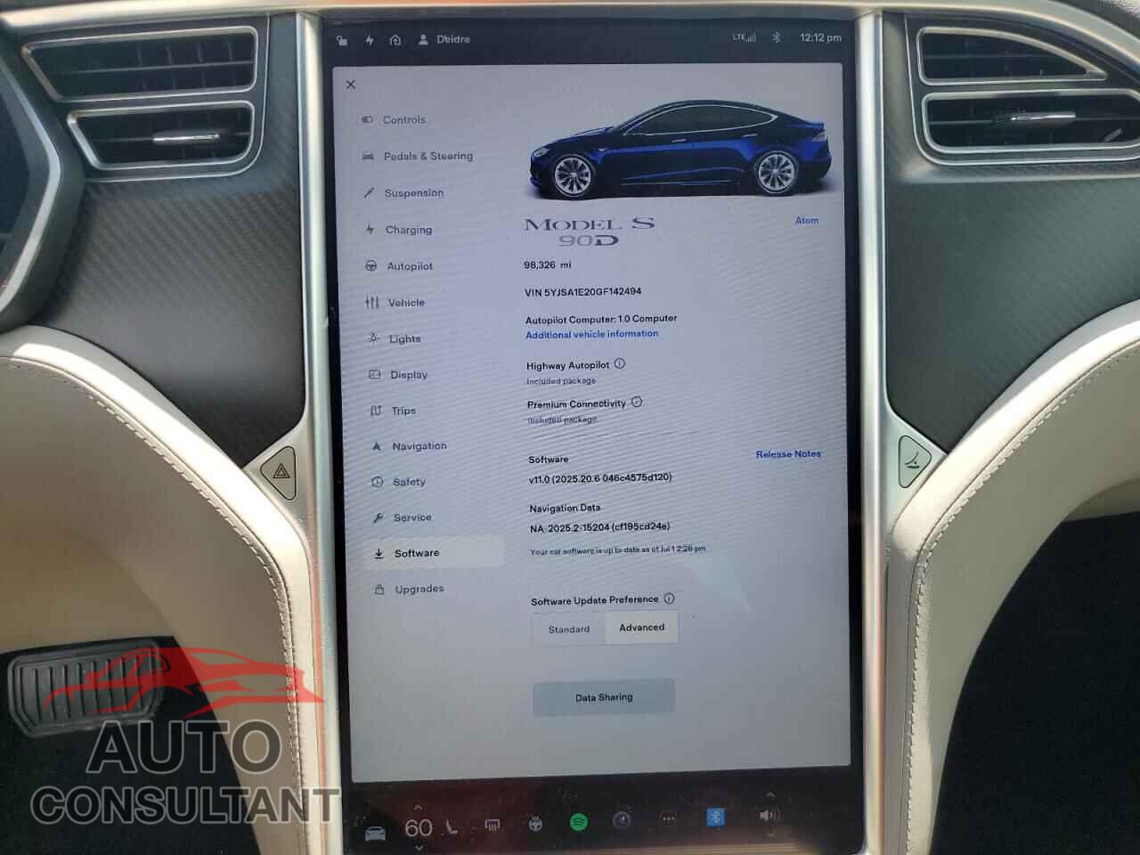 TESLA MODEL S 2016 - 5YJSA1E20GF142494