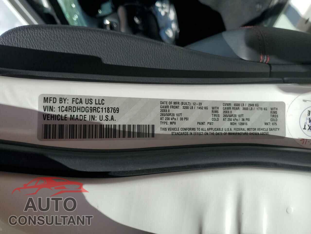 DODGE DURANGO 2024 - 1C4RDHDG9RC118769