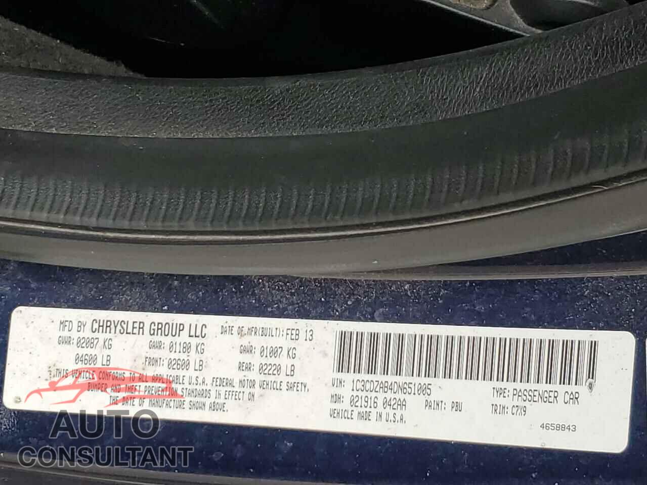 DODGE AVENGER 2013 - 1C3CDZAB4DN651005