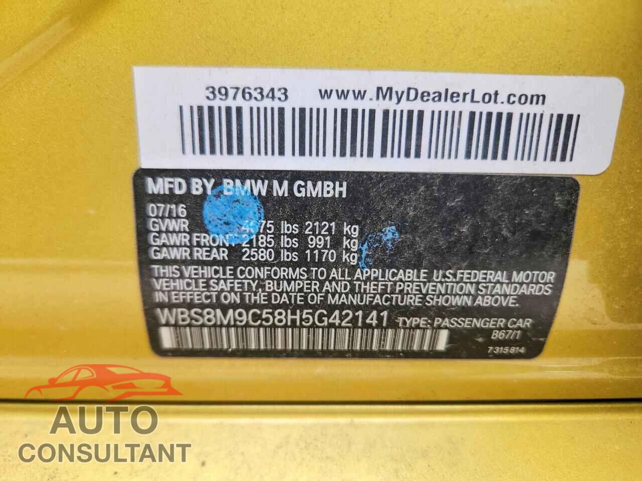 BMW M3 2017 - WBS8M9C58H5G42141