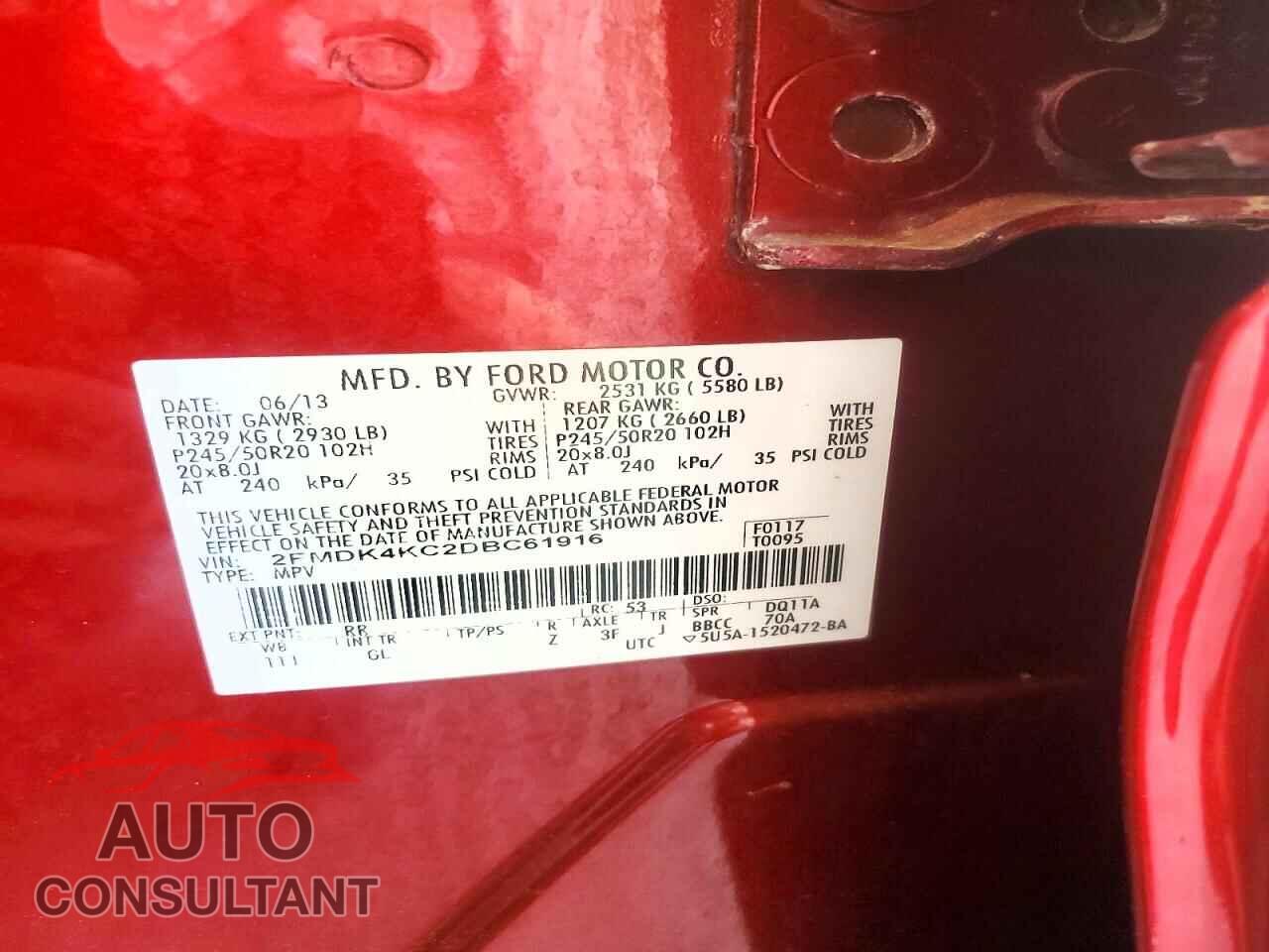 FORD EDGE 2013 - 2FMDK4KC2DBC61916
