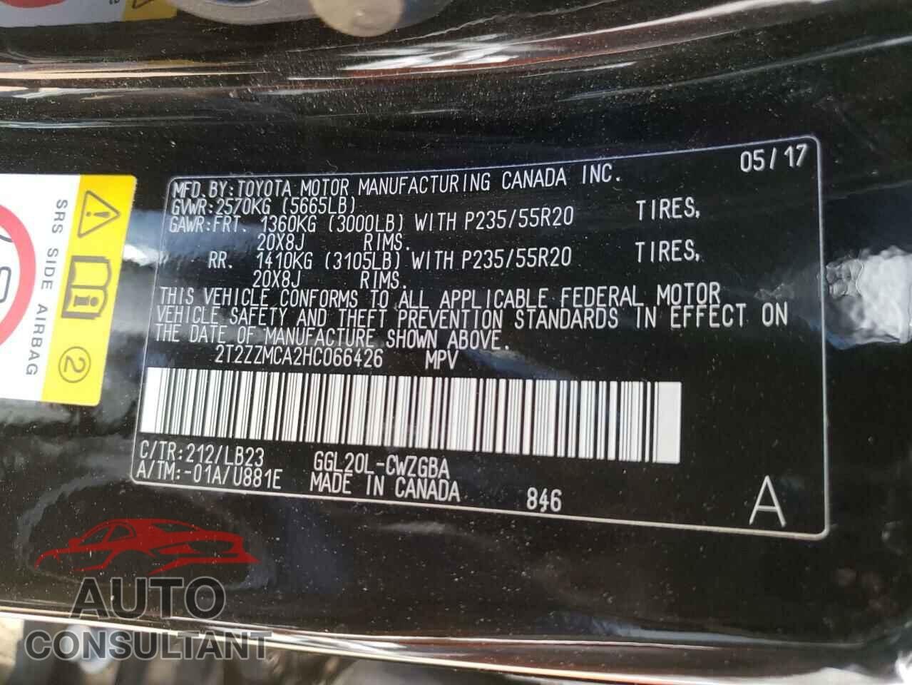 LEXUS RX350 2017 - 2T2ZZMCA2HC066426