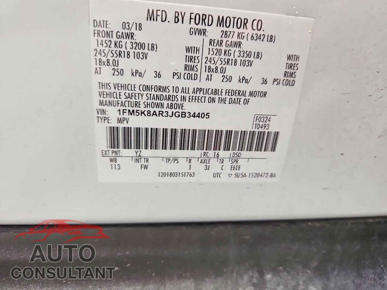 FORD EXPLORER 2018 - 1FM5K8AR3JGB34405