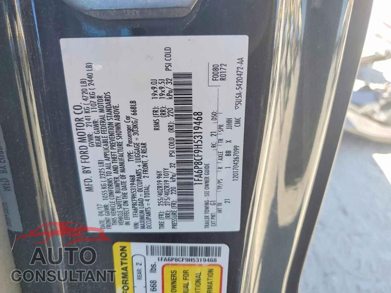 FORD MUSTANG 2017 - 1FA6P8CF9H5319468