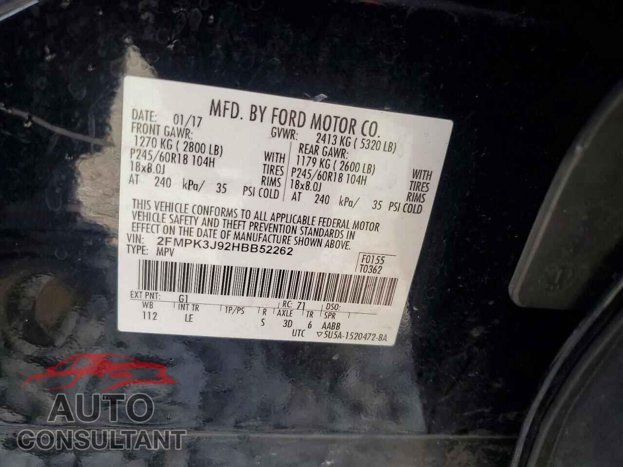 FORD EDGE 2017 - 2FMPK3J92HBB52262