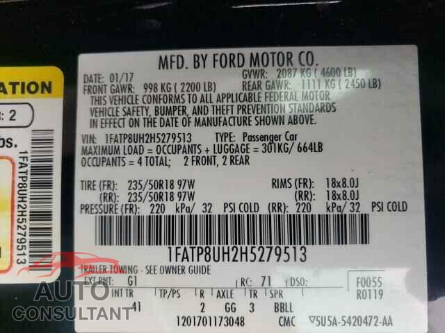 FORD MUSTANG 2017 - 1FATP8UH2H5279513