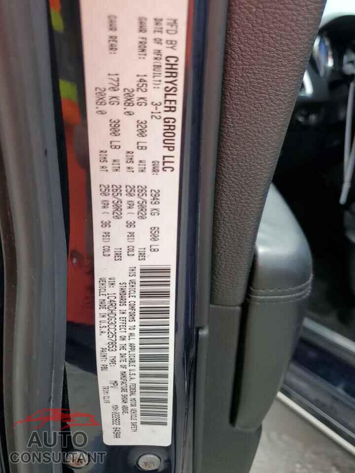 DODGE DURANGO 2012 - 1C4RDHDG3CC257853