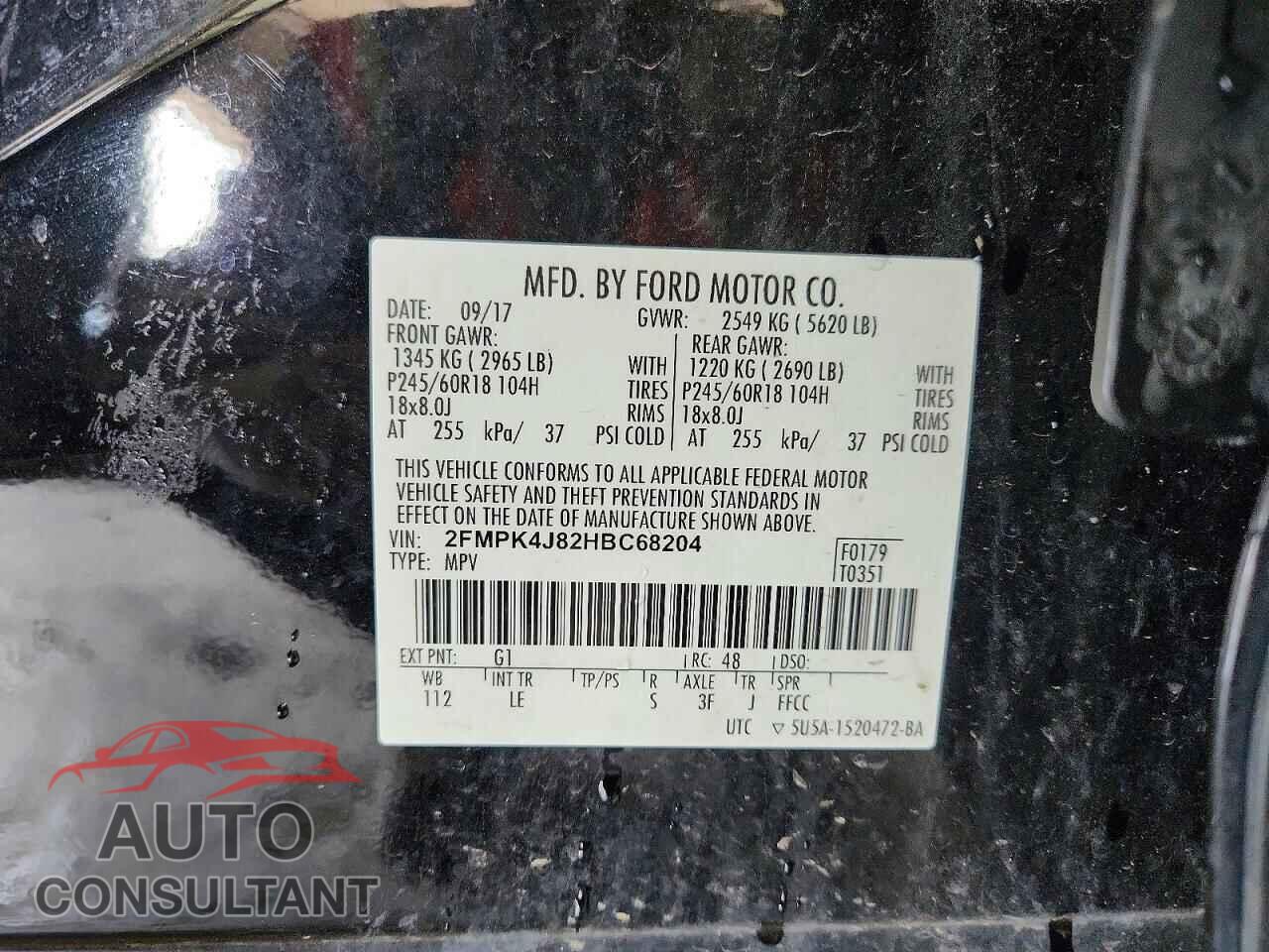 FORD EDGE 2017 - 2FMPK4J82HBC68204