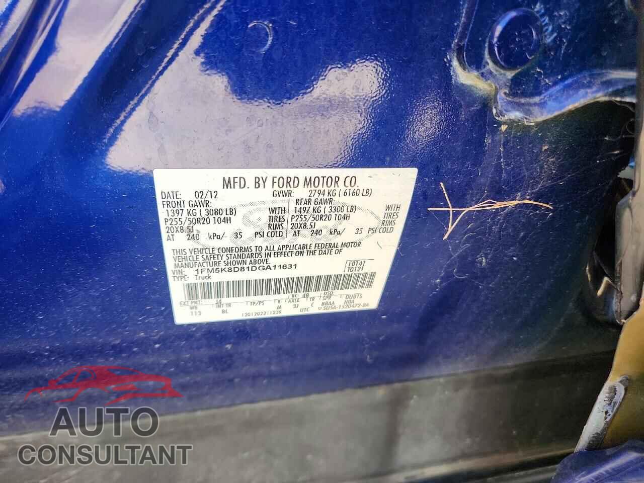 FORD EXPLORER 2013 - 1FM5K8D81DGA11631
