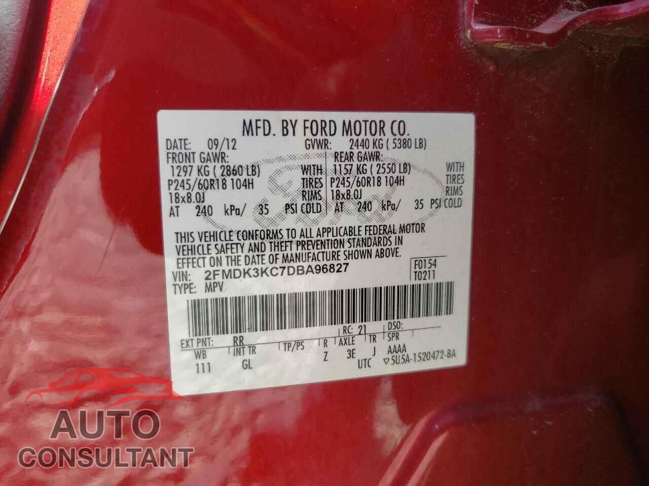 FORD EDGE 2013 - 2FMDK3KC7DBA96827