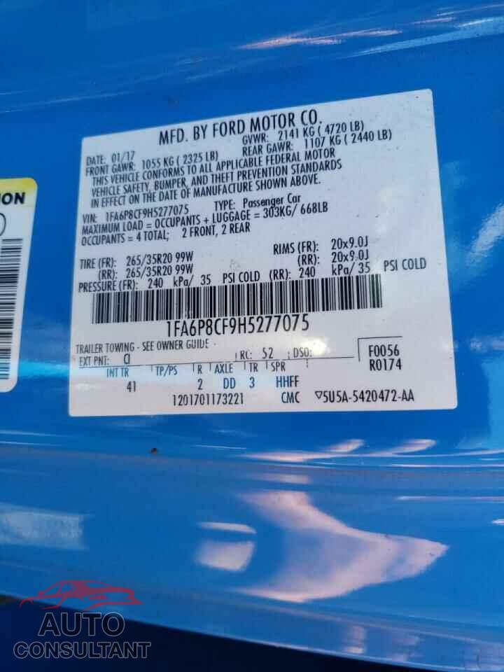 FORD MUSTANG 2017 - 1FA6P8CF9H5277075