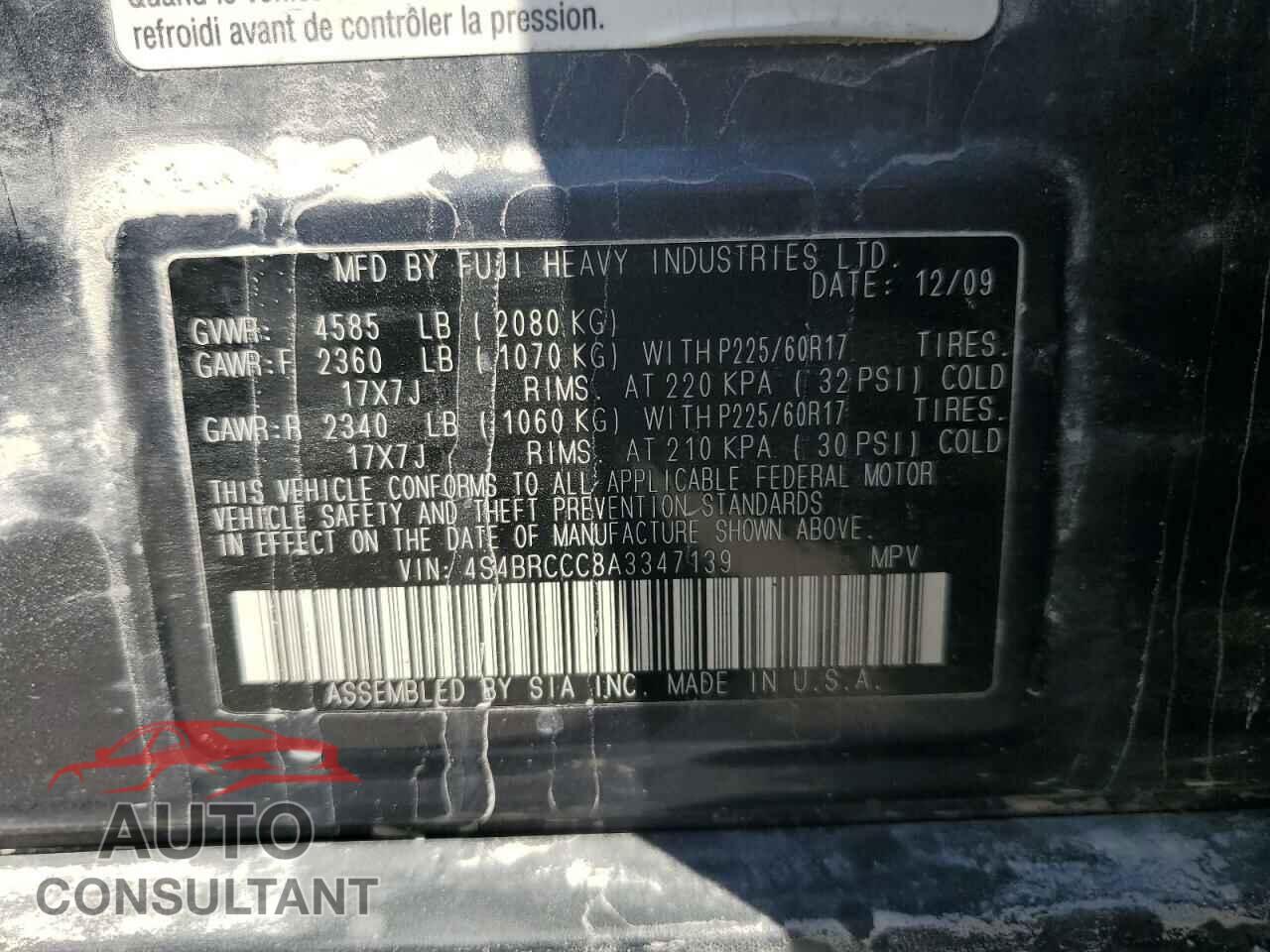 SUBARU OUTBACK 2010 - 4S4BRCCC8A3347139