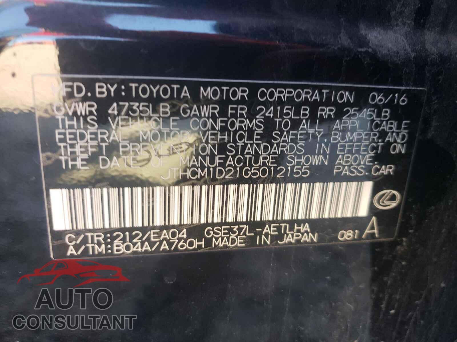 LEXUS IS 2016 - JTHCM1D21G5012155