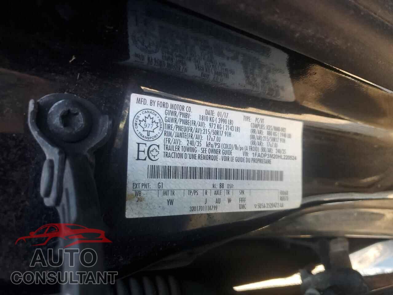 FORD FOCUS 2017 - 1FADP3M20HL220524