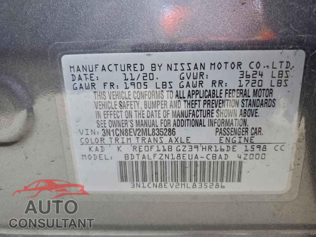 NISSAN VERSA 2021 - 3N1CN8EV2ML835286