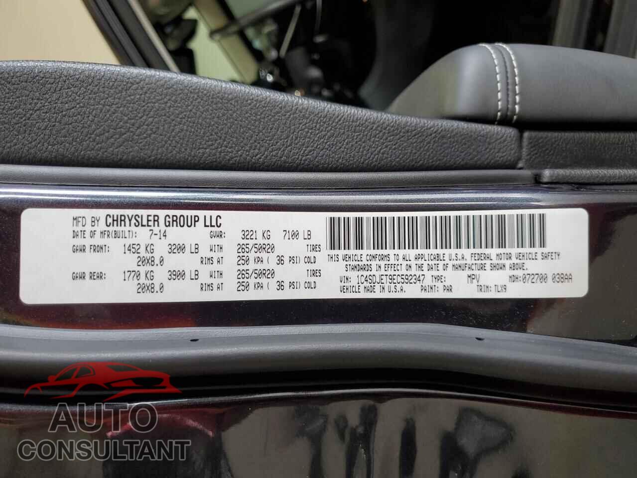 DODGE DURANGO 2014 - 1C4SDJET9EC592347