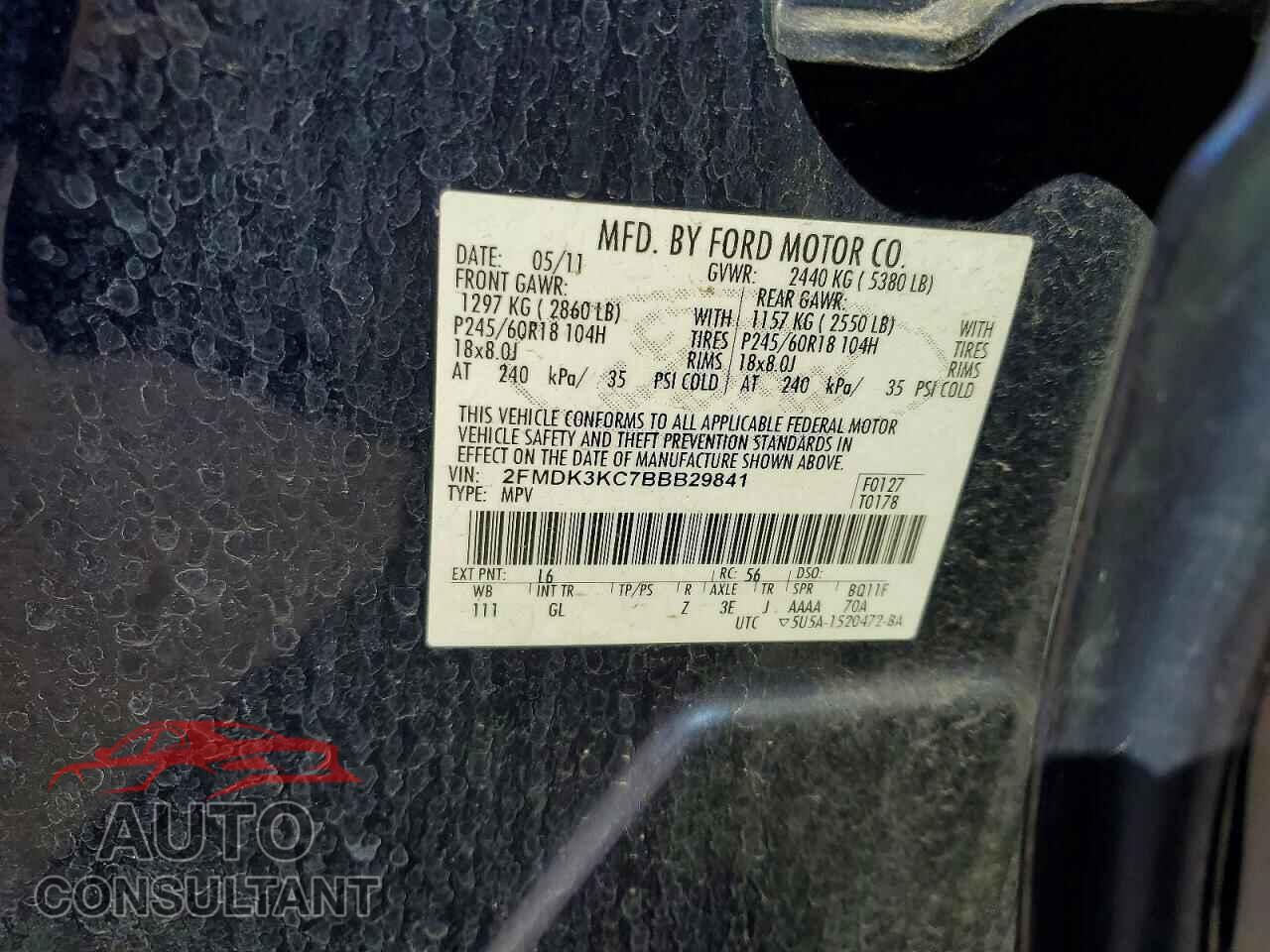 FORD EDGE 2011 - 2FMDK3KC7BBB29841