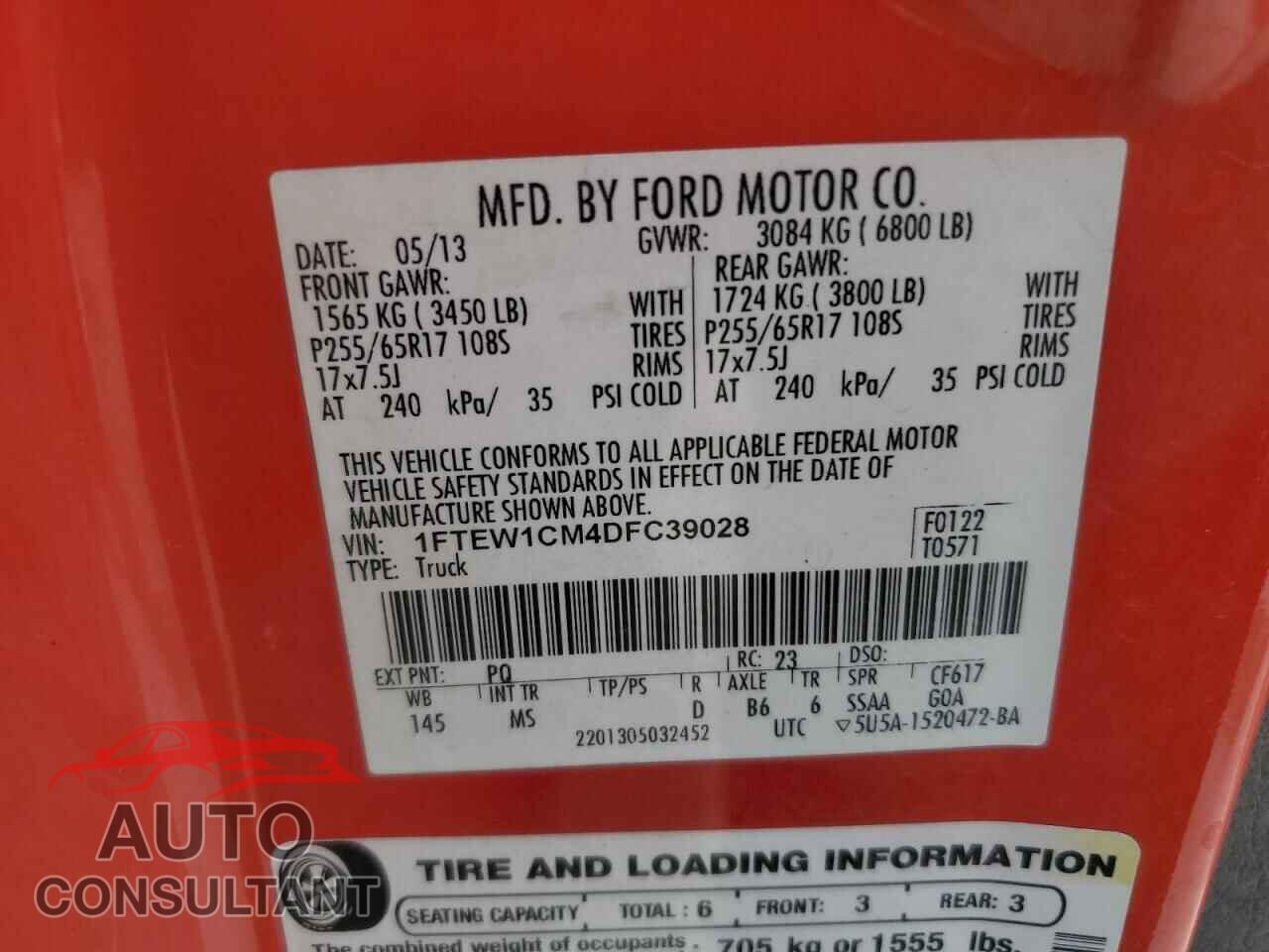 FORD F-150 2013 - 1FTEW1CM4DFC39028