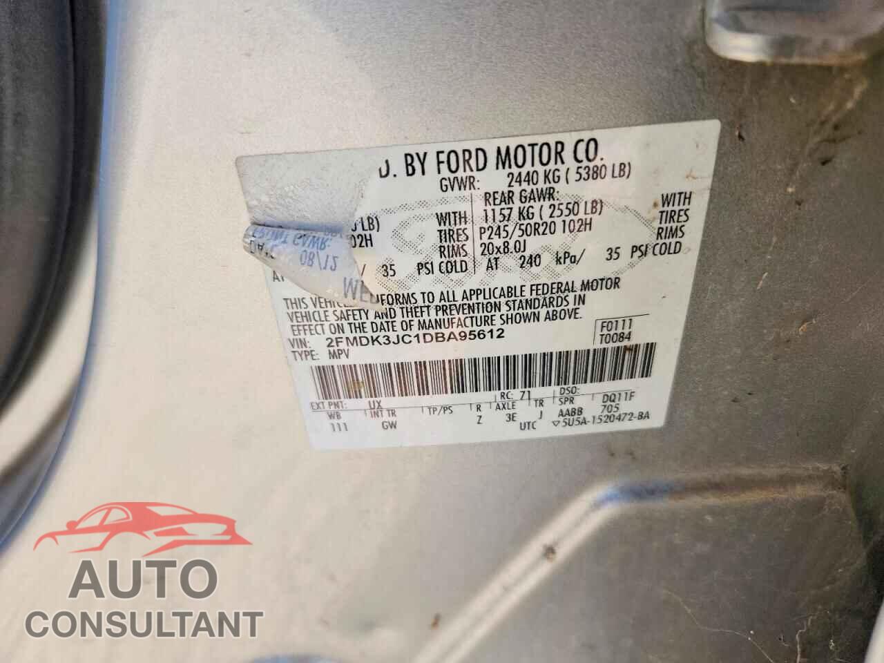 FORD EDGE 2013 - 2FMDK3JC1DBA95612