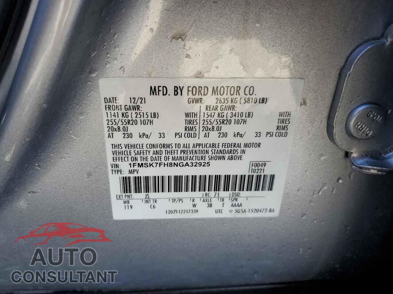 FORD EXPLORER 2022 - 1FMSK7FH8NGA32925