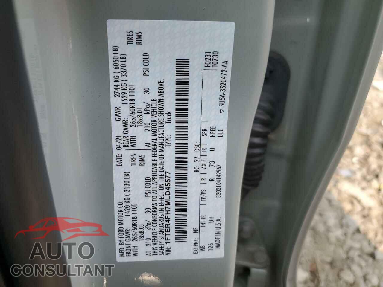 FORD RANGER 2021 - 1FTER4FH7MLD45577