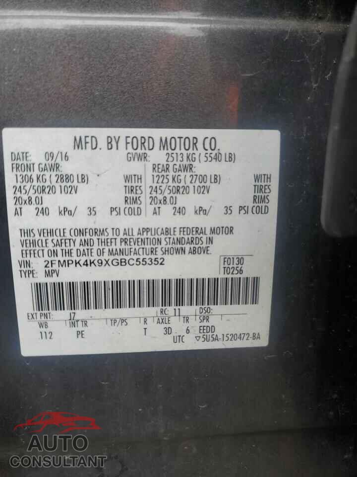 FORD EDGE 2016 - 2FMPK4K9XGBC55352