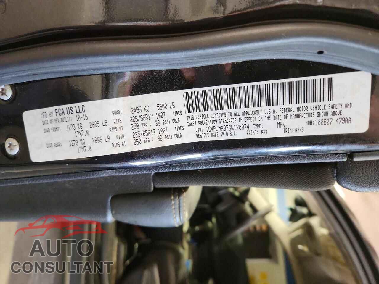 JEEP CHEROKEE 2016 - 1C4PJMAB7GW170074