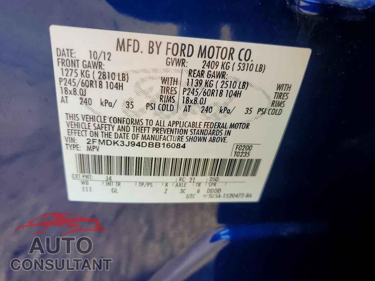 FORD EDGE 2013 - 2FMDK3J94DBB16084
