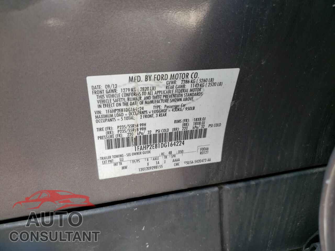FORD TAURUS 2013 - 1FAHP2E81DG164224