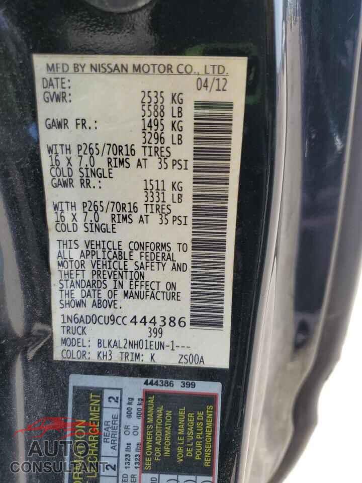 NISSAN FRONTIER 2012 - 1N6AD0CU9CC444386