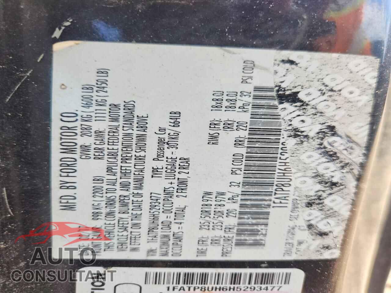 FORD MUSTANG 2017 - 1FATP8UH6H5293477