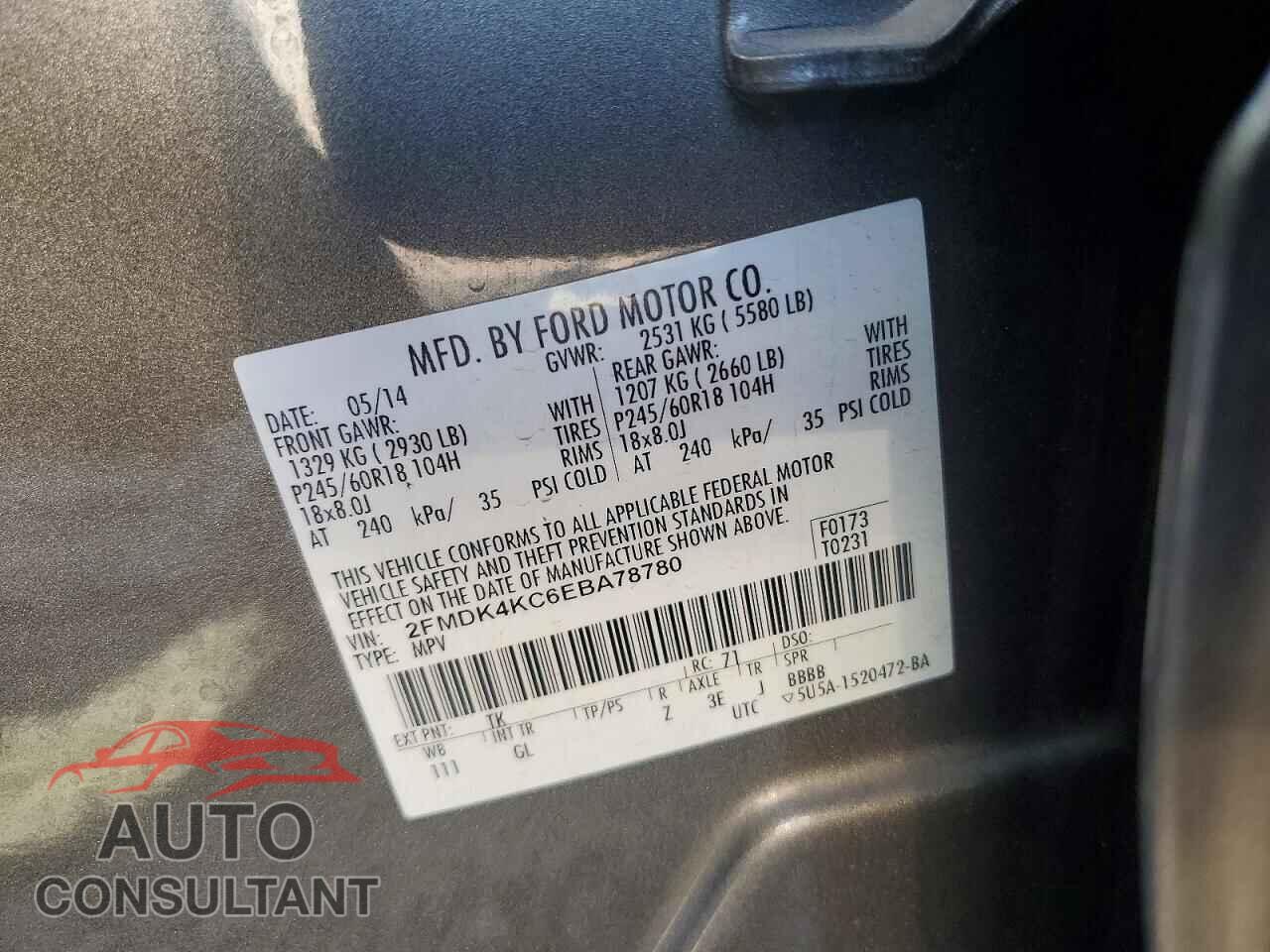 FORD EDGE 2014 - 2FMDK4KC6EBA78780