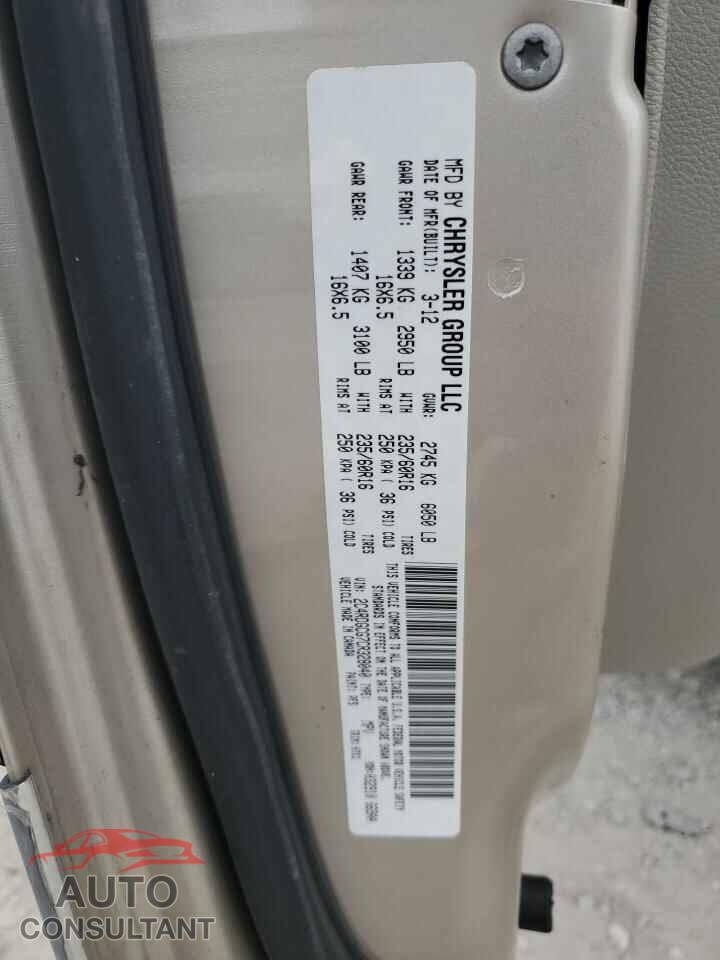 DODGE CARAVAN 2012 - 2C4RDGCG7CR328040