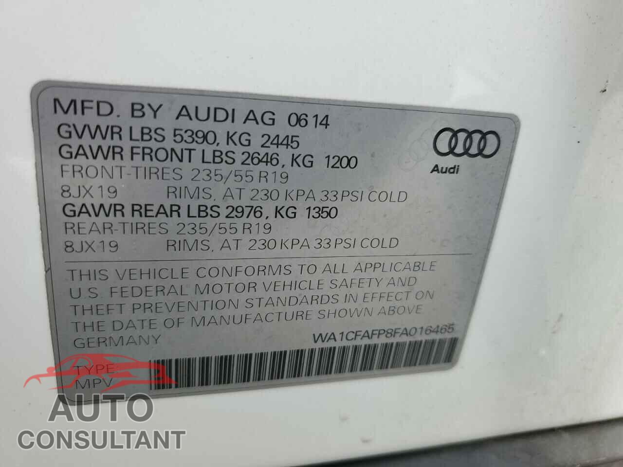 AUDI Q5 2015 - WA1CFAFP8FA016465
