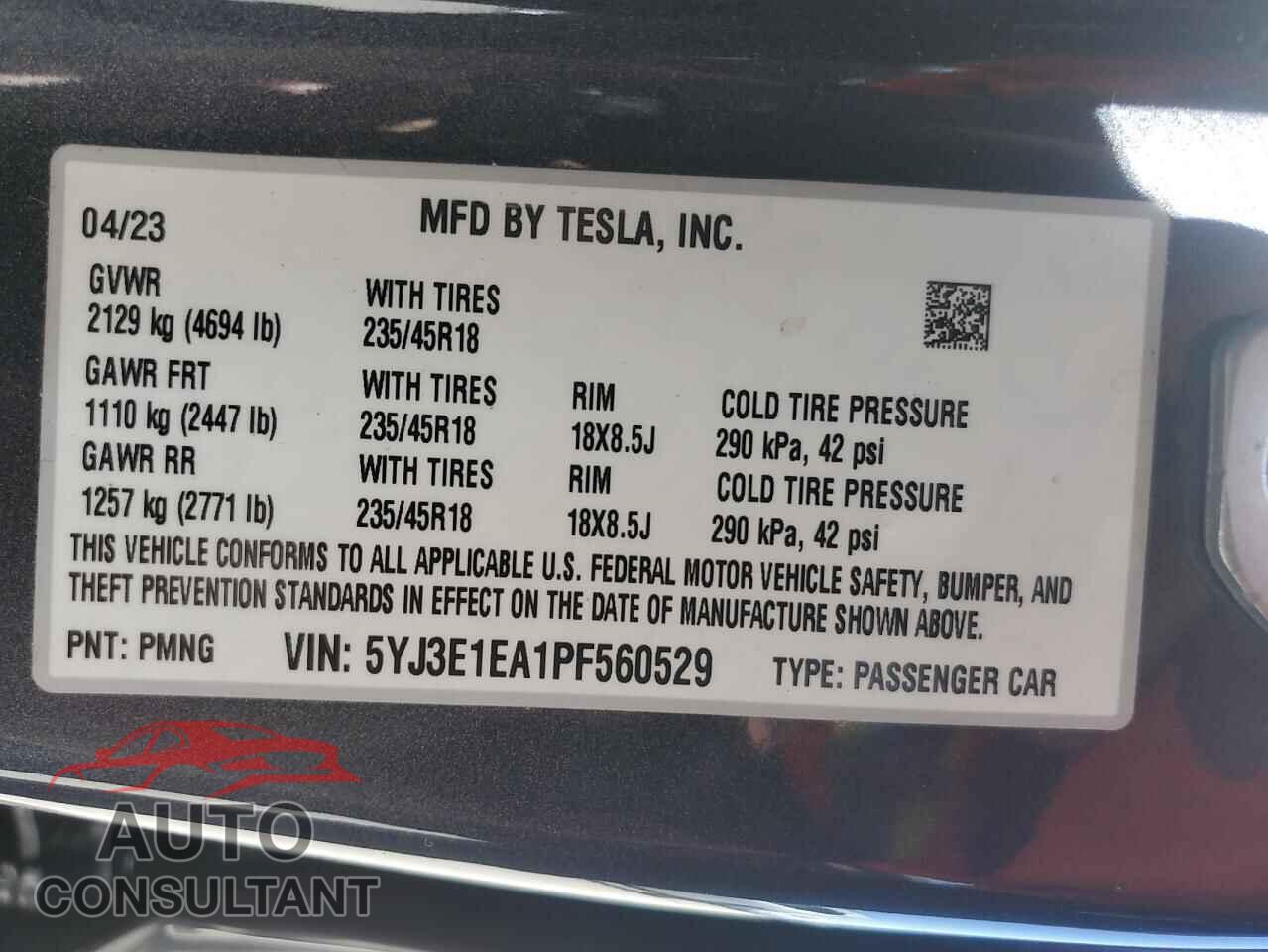 TESLA MODEL 3 2023 - 5YJ3E1EA1PF560529