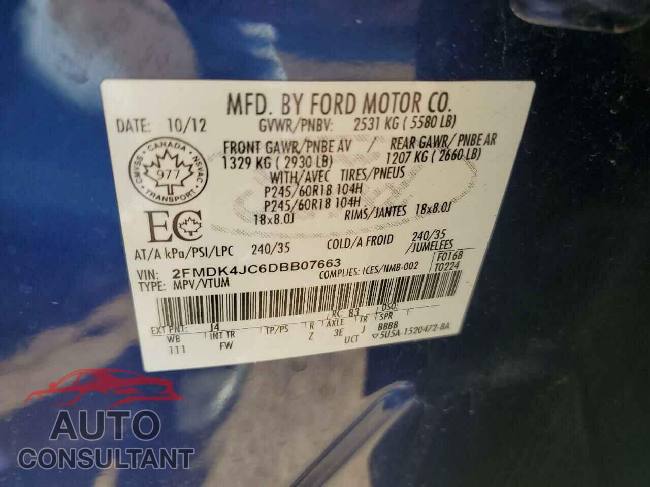 FORD EDGE 2013 - 2FMDK4JC6DBB07663