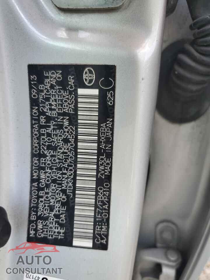 TOYOTA PRIUS 2013 - JTDKN3DU7D5704522