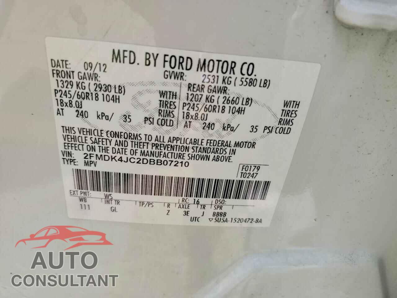 FORD EDGE 2013 - 2FMDK4JC2DBB07210