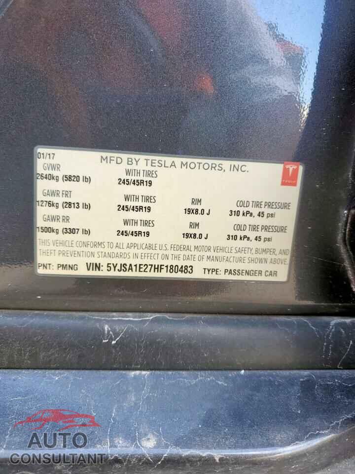 TESLA MODEL S 2017 - 5YJSA1E27HF180483
