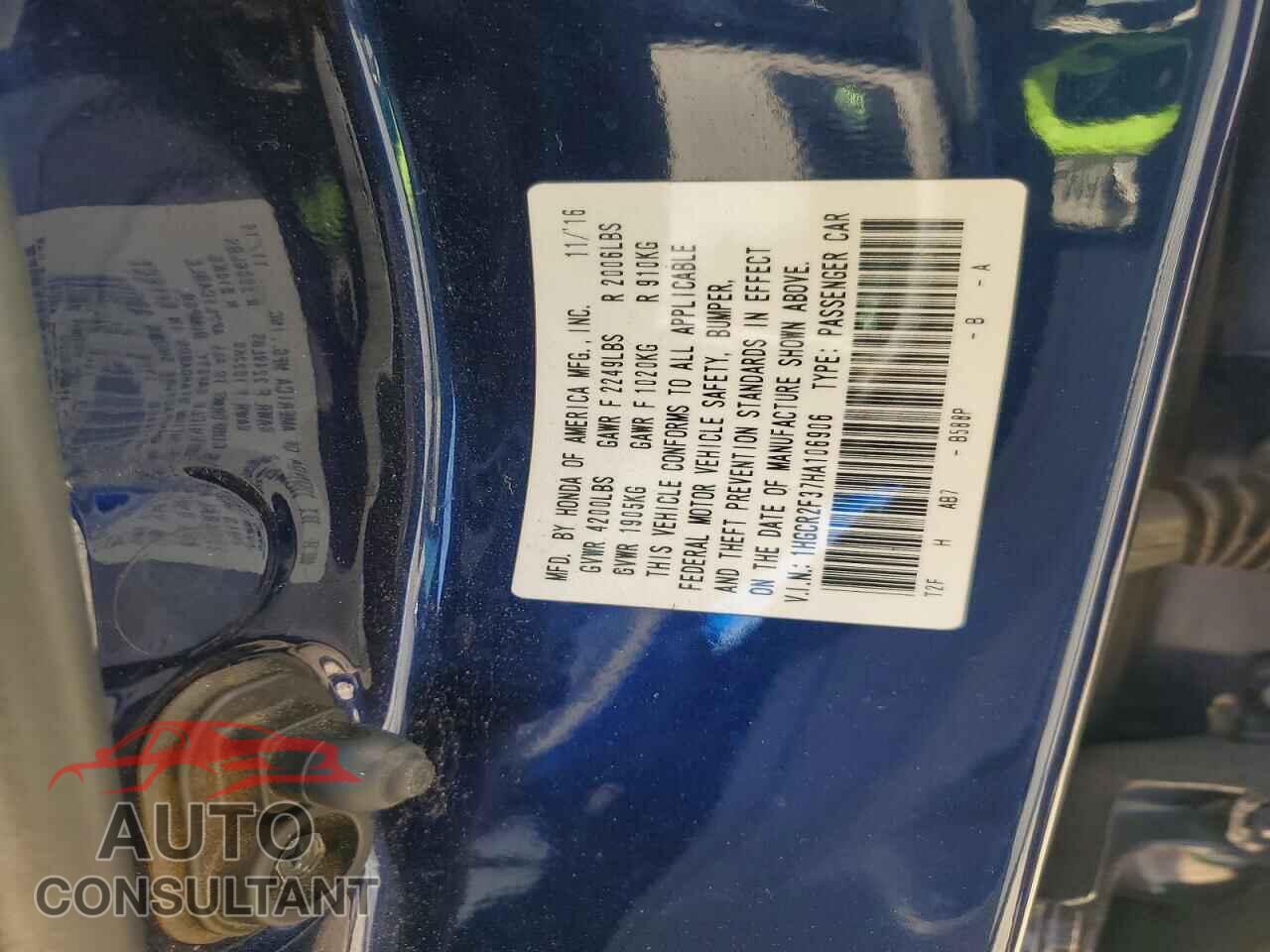 HONDA ACCORD 2017 - 1HGCR2F37HA106906