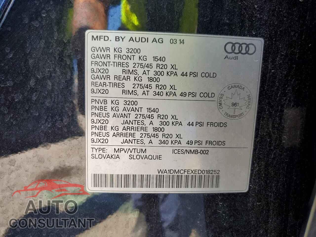 AUDI Q7 2014 - WA1DMCFEXED018252