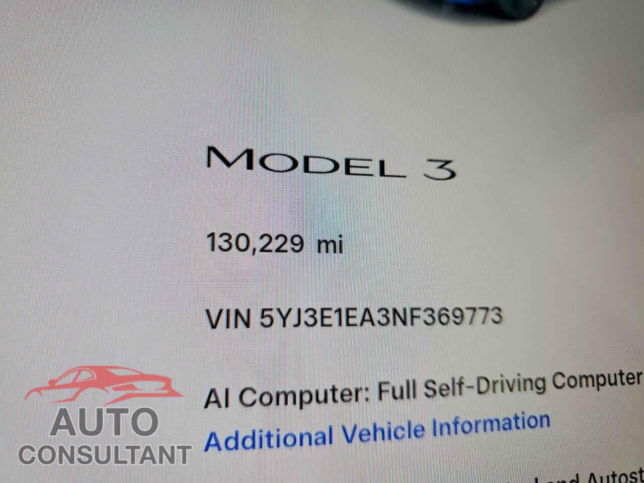 TESLA MODEL 3 2022 - 5YJ3E1EA3NF369773