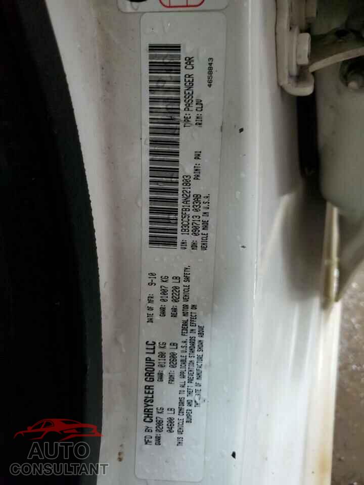 DODGE AVENGER 2010 - 1B3CC5FB1AN221803