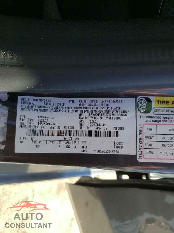 FORD FIESTA 2019 - 3FADP4EJ7KM133866