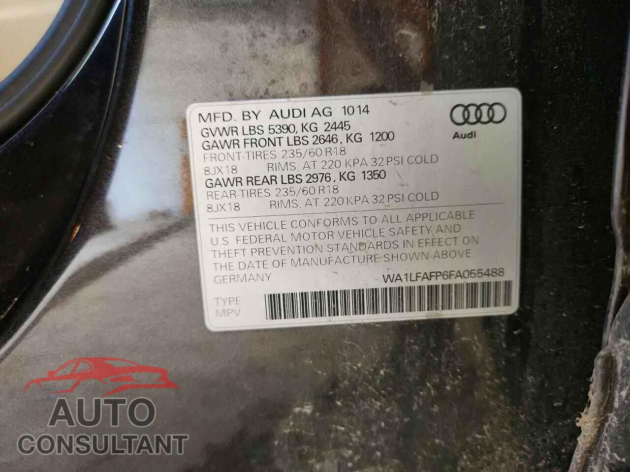 AUDI Q5 2015 - WA1LFAFP6FA055488