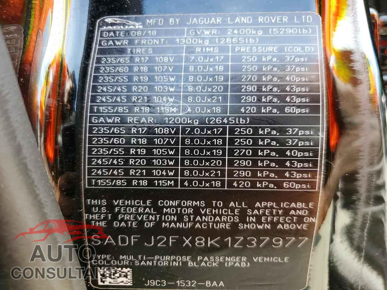 JAGUAR ETYPE 2019 - SADFJ2FX8K1Z37977