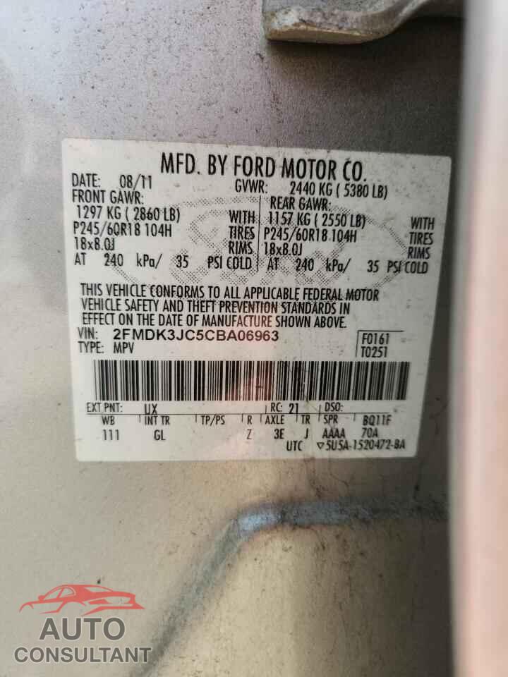 FORD EDGE 2012 - 2FMDK3JC5CBA06963