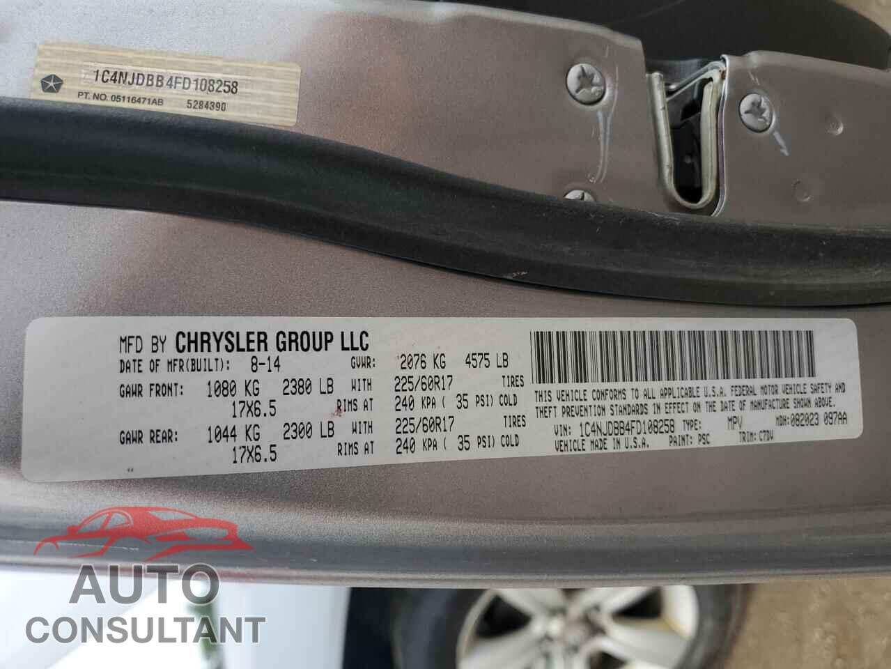 JEEP COMPASS 2015 - 1C4NJDBB4FD108258