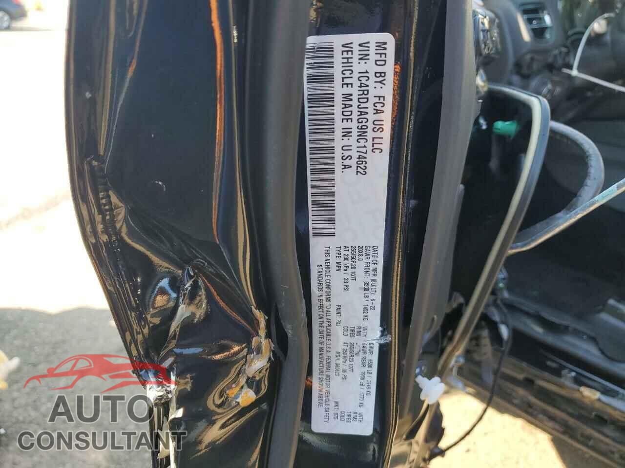 DODGE DURANGO 2022 - 1C4RDJAG9NC174622