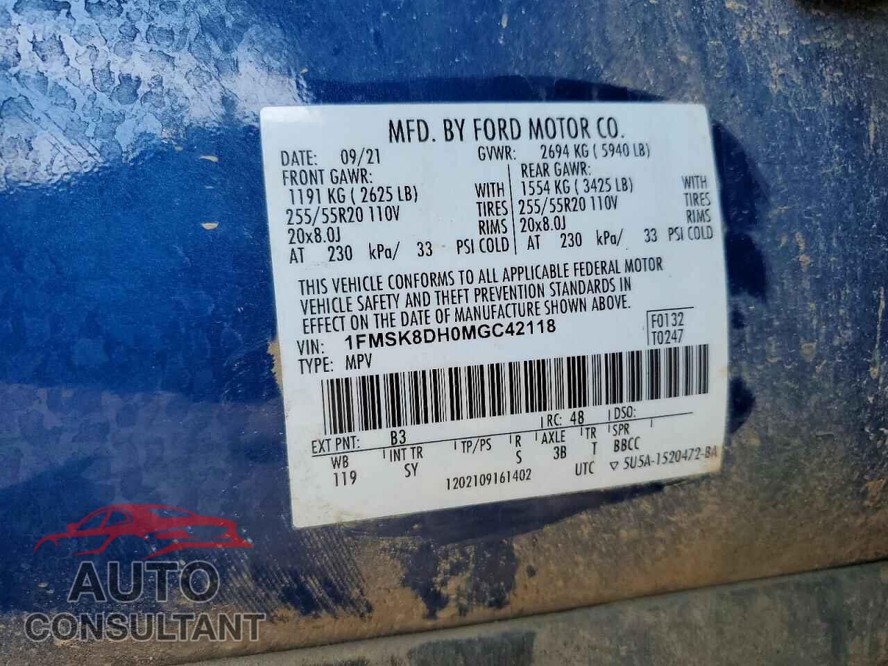 FORD EXPLORER 2021 - 1FMSK8DH0MGC42118